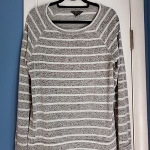 Grey and White Striped Sweater